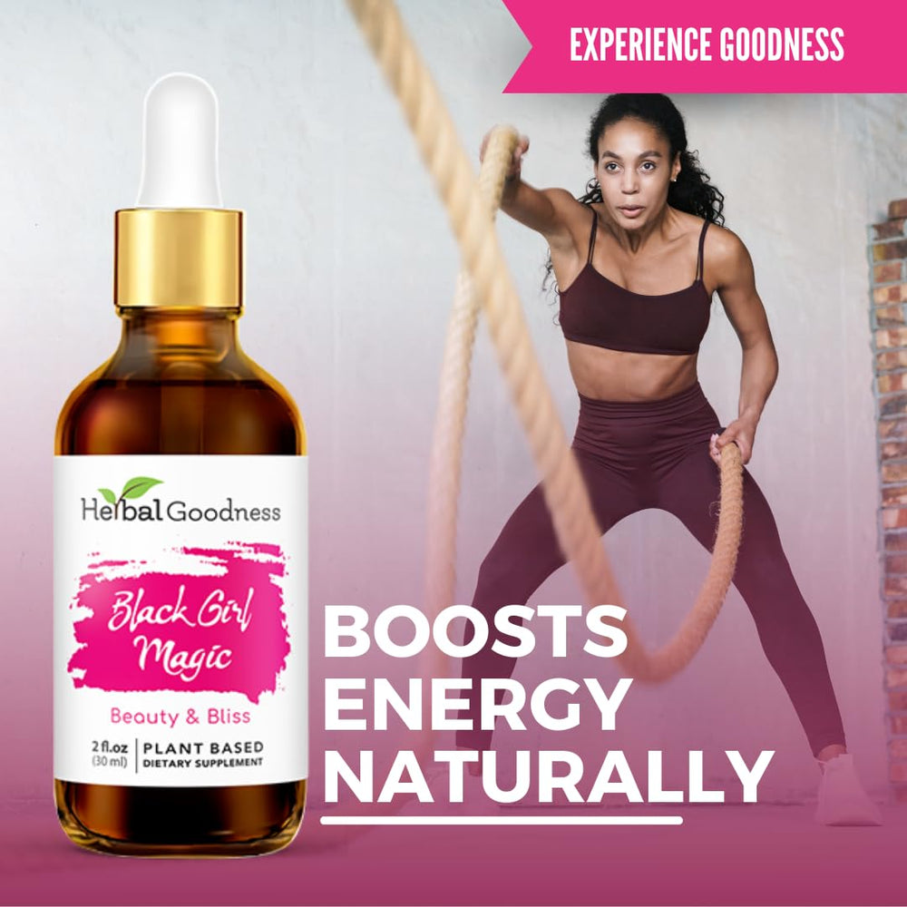 Herbal Goodness Black Girl Magic turmeric-rosemary ingredients closeup highlights skin elasticity and overall wellness