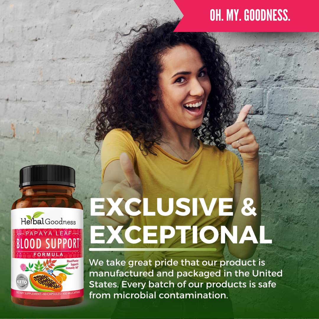 Herbal Goodness Daily-use capsules suggest a simple routine for immune and digestion support.