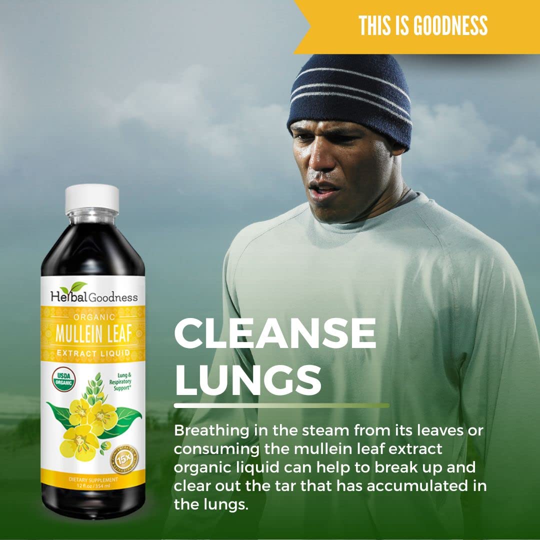 Herbal Goodness Organic USA label confirms vegan, alcohol-free formula.