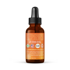 Close-up of Herbal Goodness label highlighting organic certification and ingredients