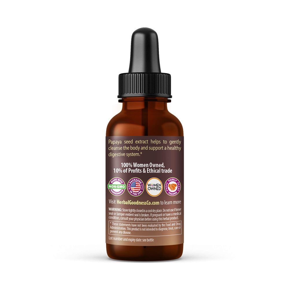Herbal Goodness Papaya Seeds Digestive Enzymes label view highlighting ingredients and purity