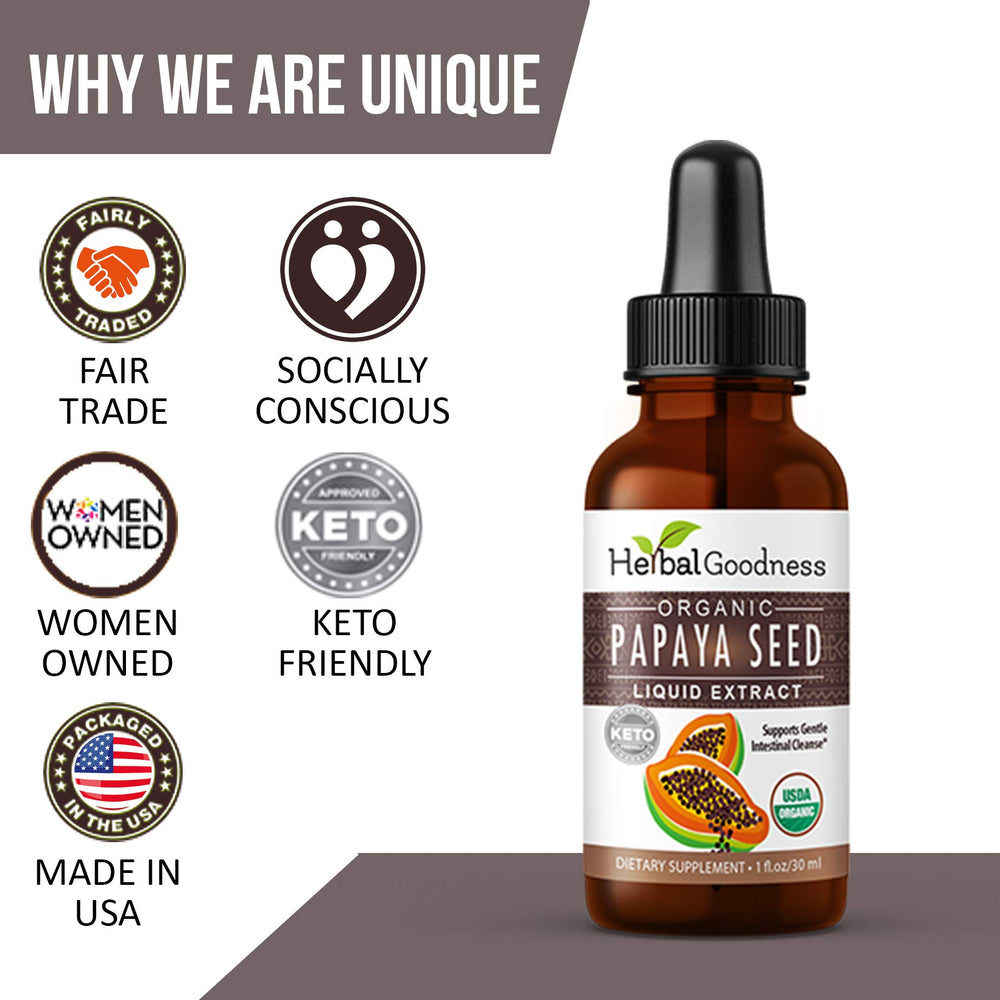 Herbal Goodness Papaya Seeds Digestive Enzymes nutrition facts panel highlighting antioxidant content