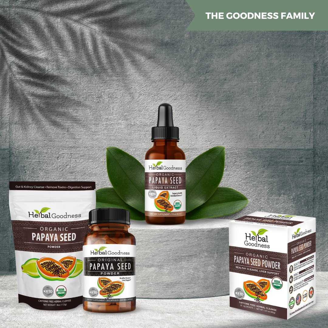 Detox concept with Herbal Goodness Papaya Seeds Powder for gentle gut balance.