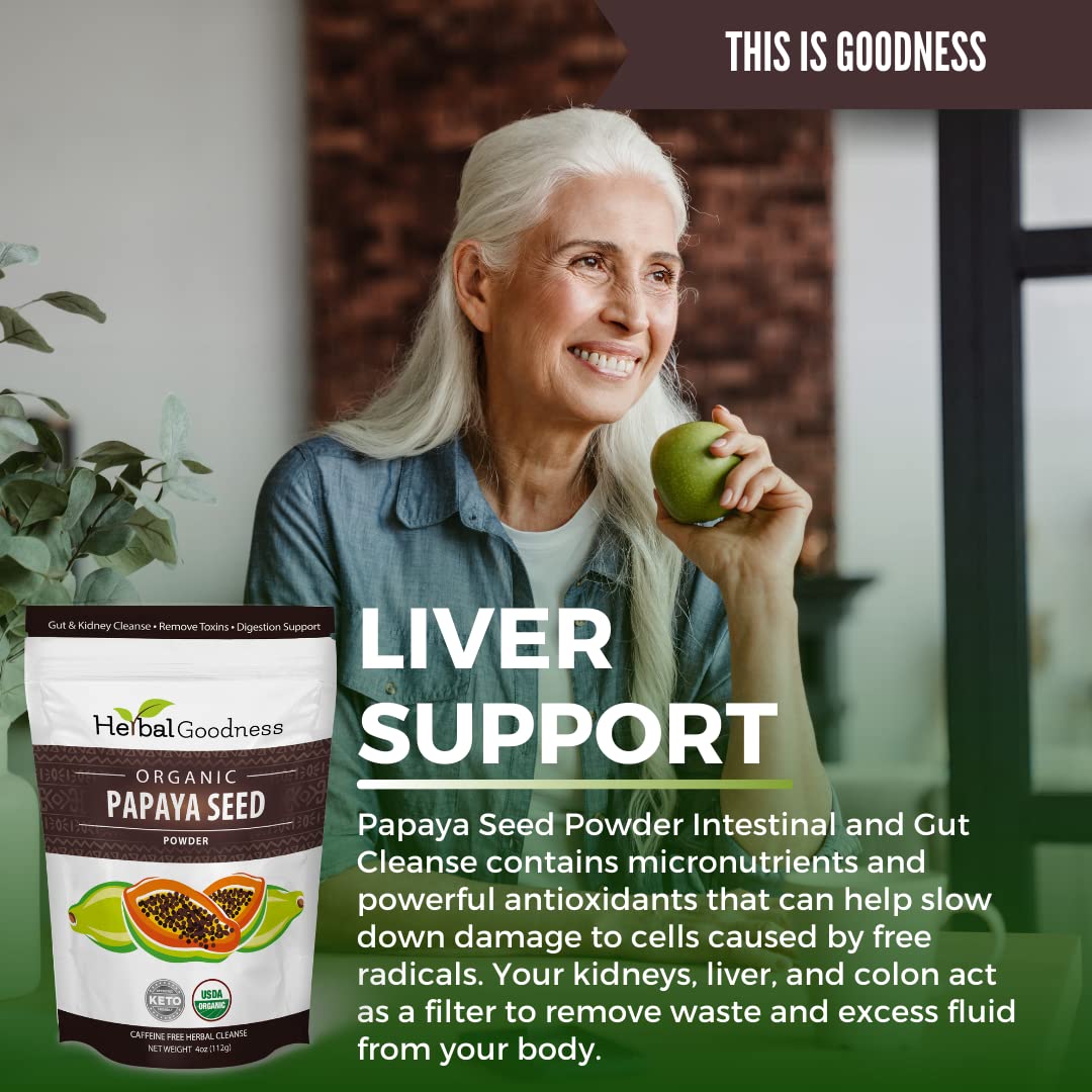 Herbal Goodness Papaya Seeds Powder in a smoothie for a digestive boost.