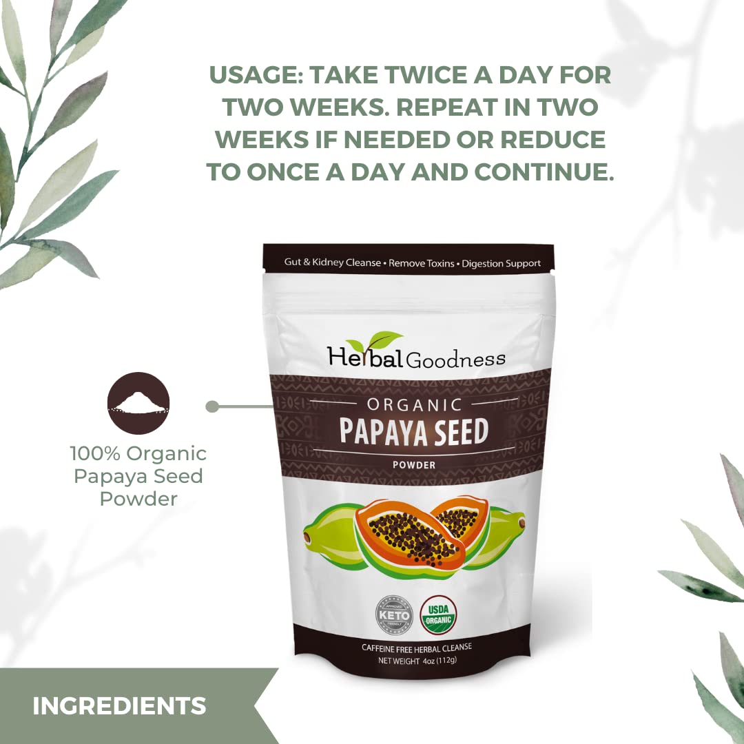 USDA Organic seal signaling quality for Herbal Goodness Papaya Seeds Powder.