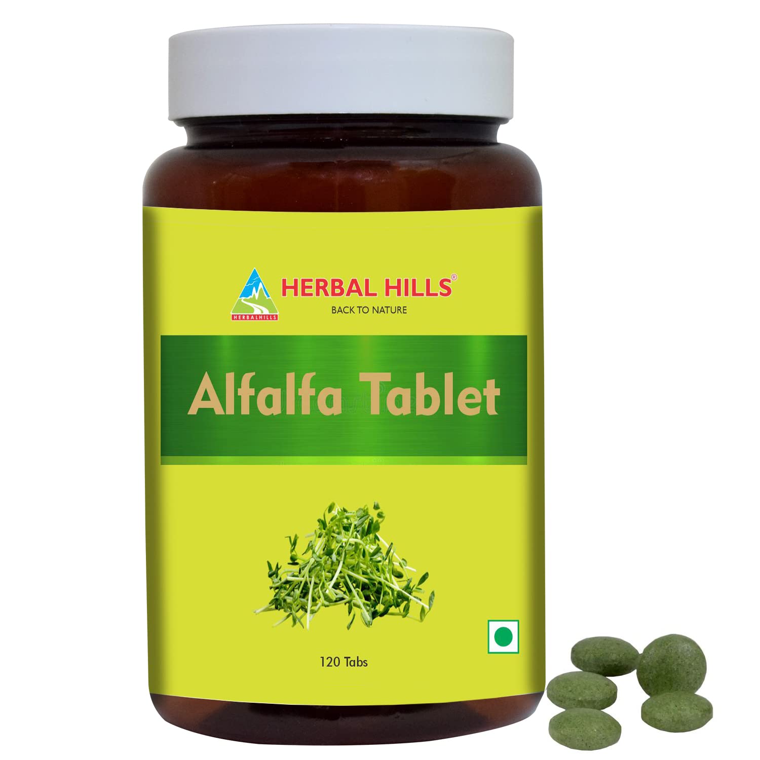 HERBAL HILLS Alfalfa Tablets pack shot for daily green nutrition