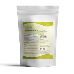 HERBAL HILLS Brahmi powder scoop close-up for DIY masks and skincare routines.