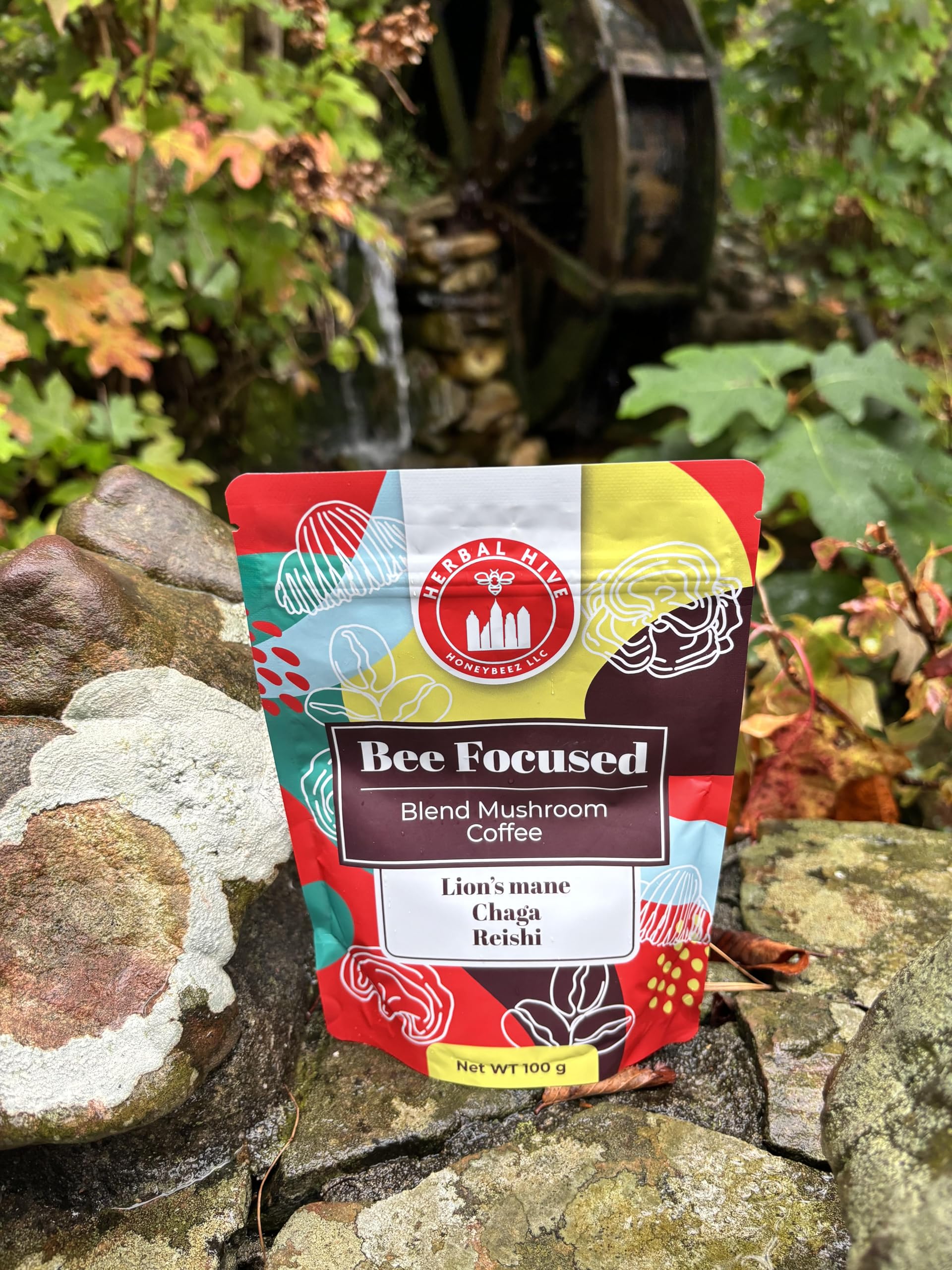Herbal Hive Mushroom Coffee Reishi detail shows rich, dark roast texture