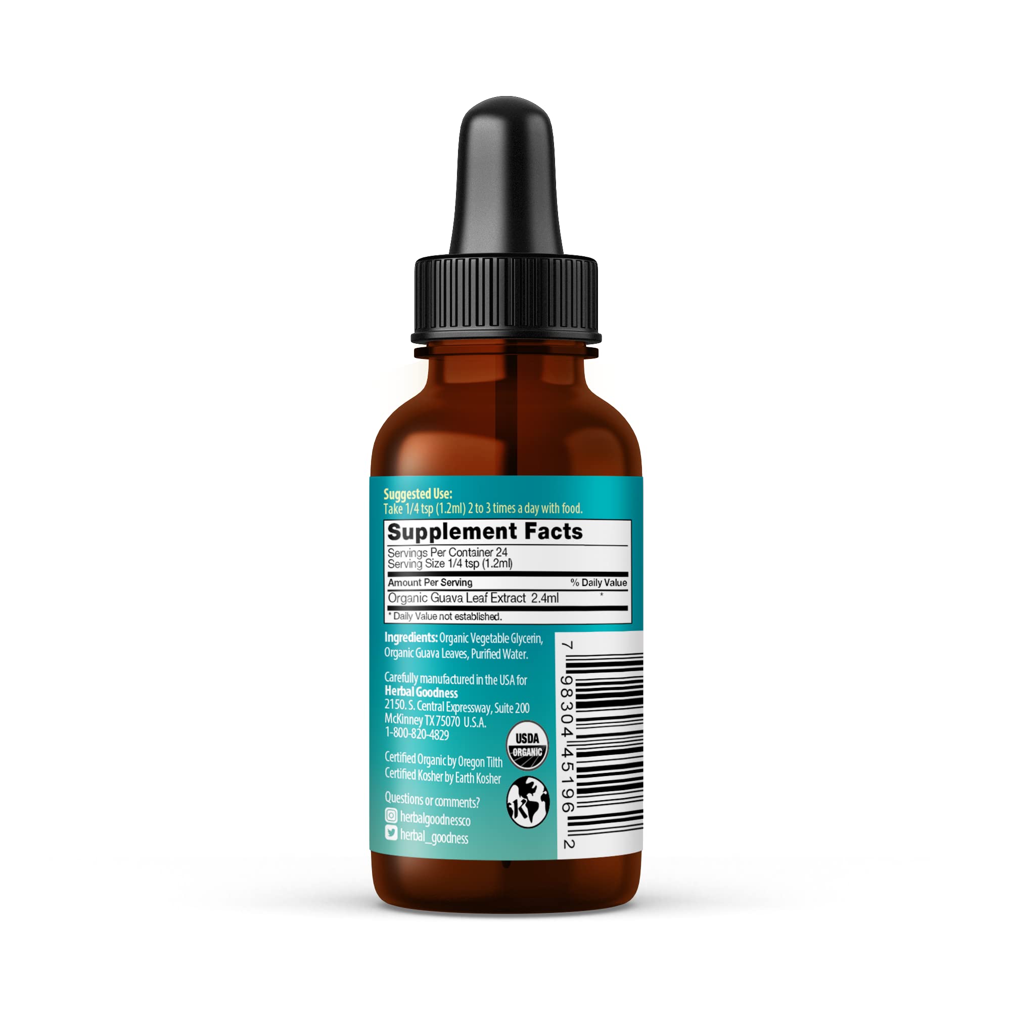 Digestive-friendly imagery with leaves and droplets representing Herbal Papaya Guava Leaf Extract.