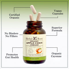Herbal Roots cayenne organic acv capsules emphasize heat-balanced, flavorful benefits
