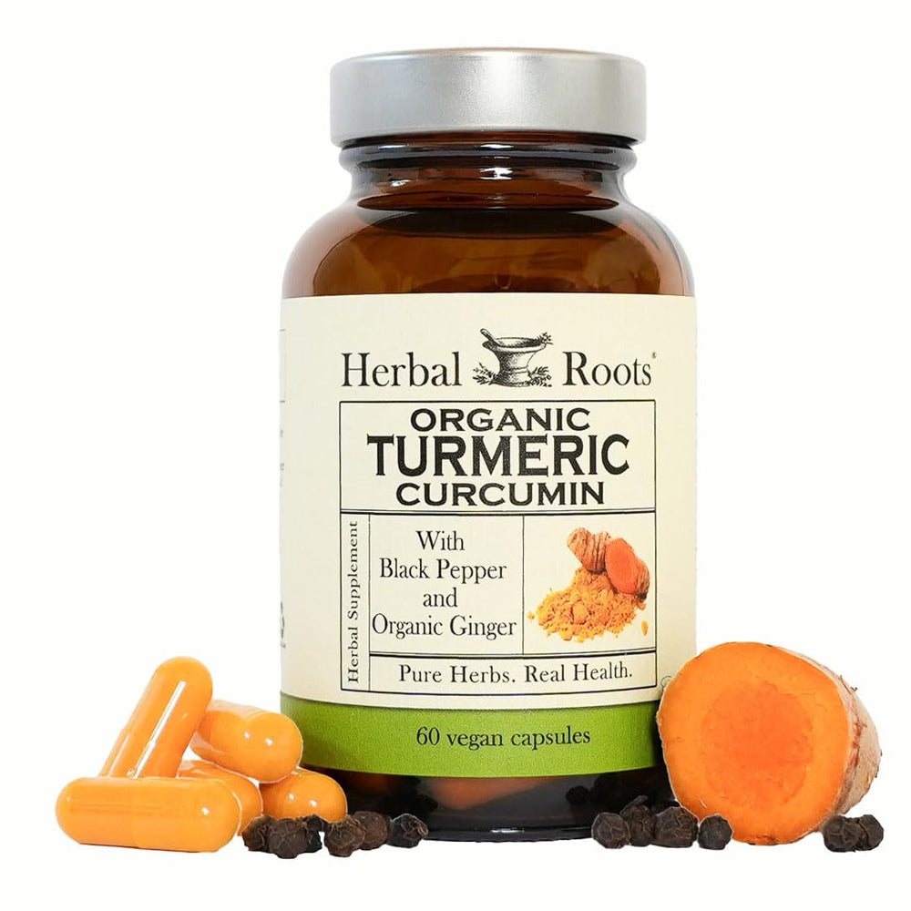 Herbal Roots Turmeric Capsules bottle front for daily wellness support