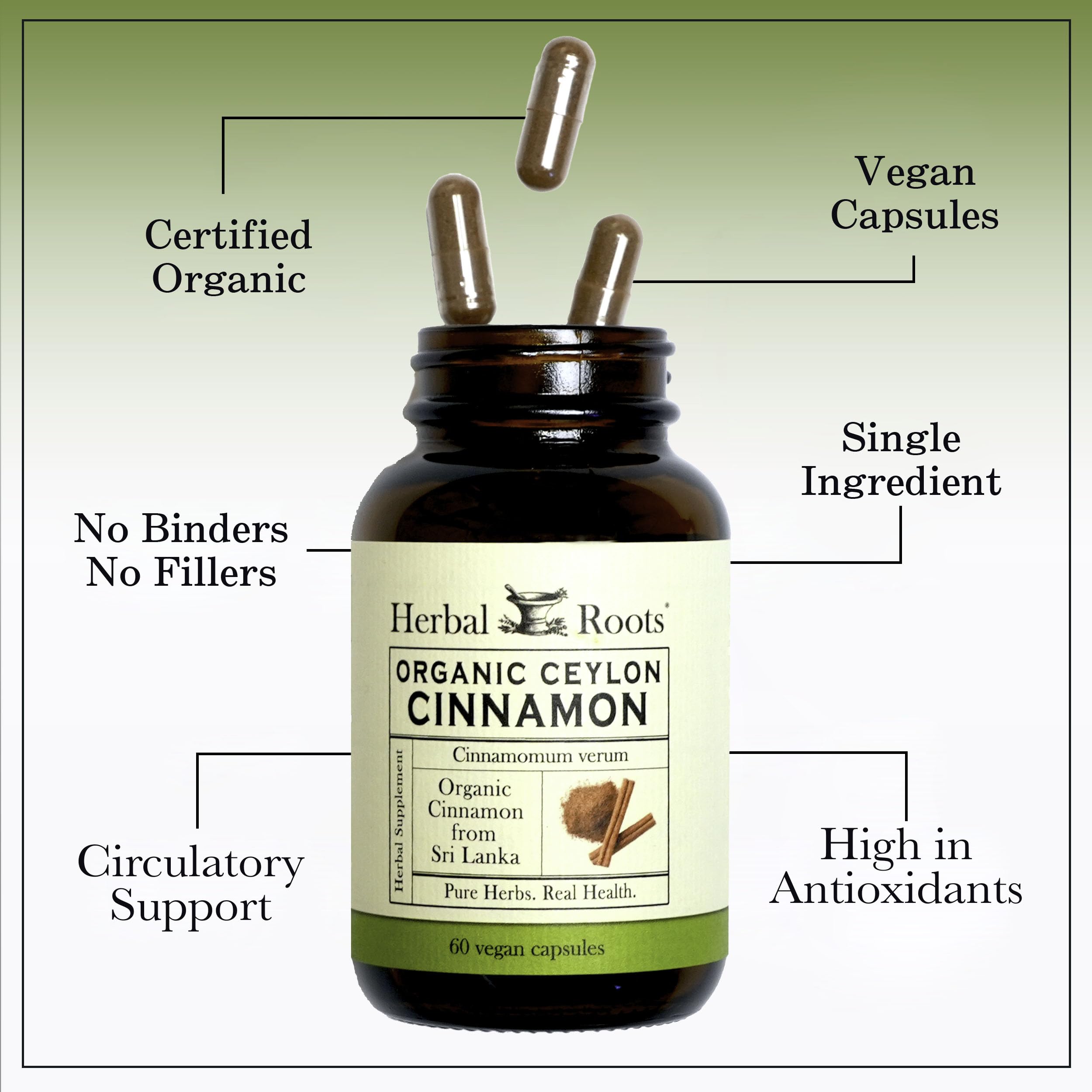 USDA Organic seal on Herbal Roots Cinnamon packaging.