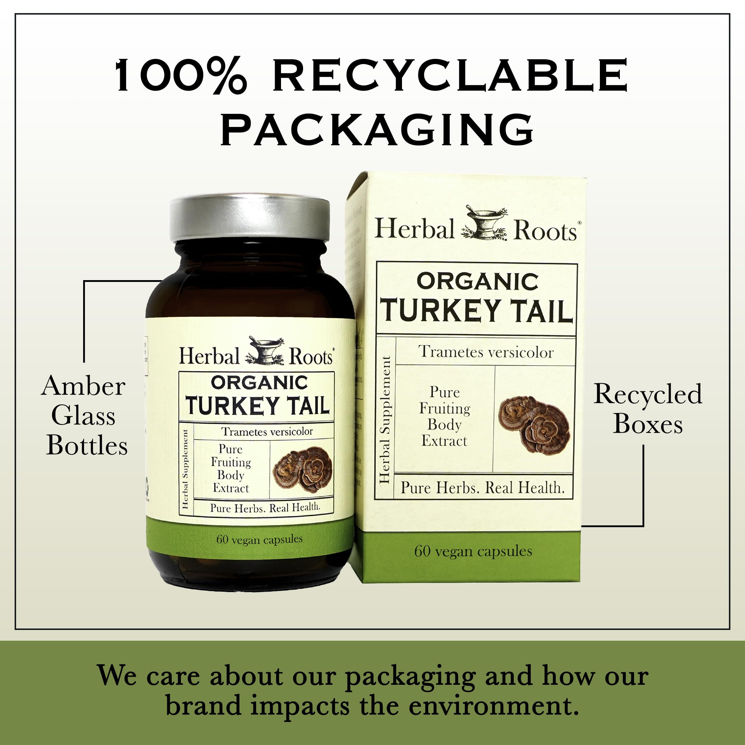 Herbal Roots vegan non-GMO capsules for convenient daily use
