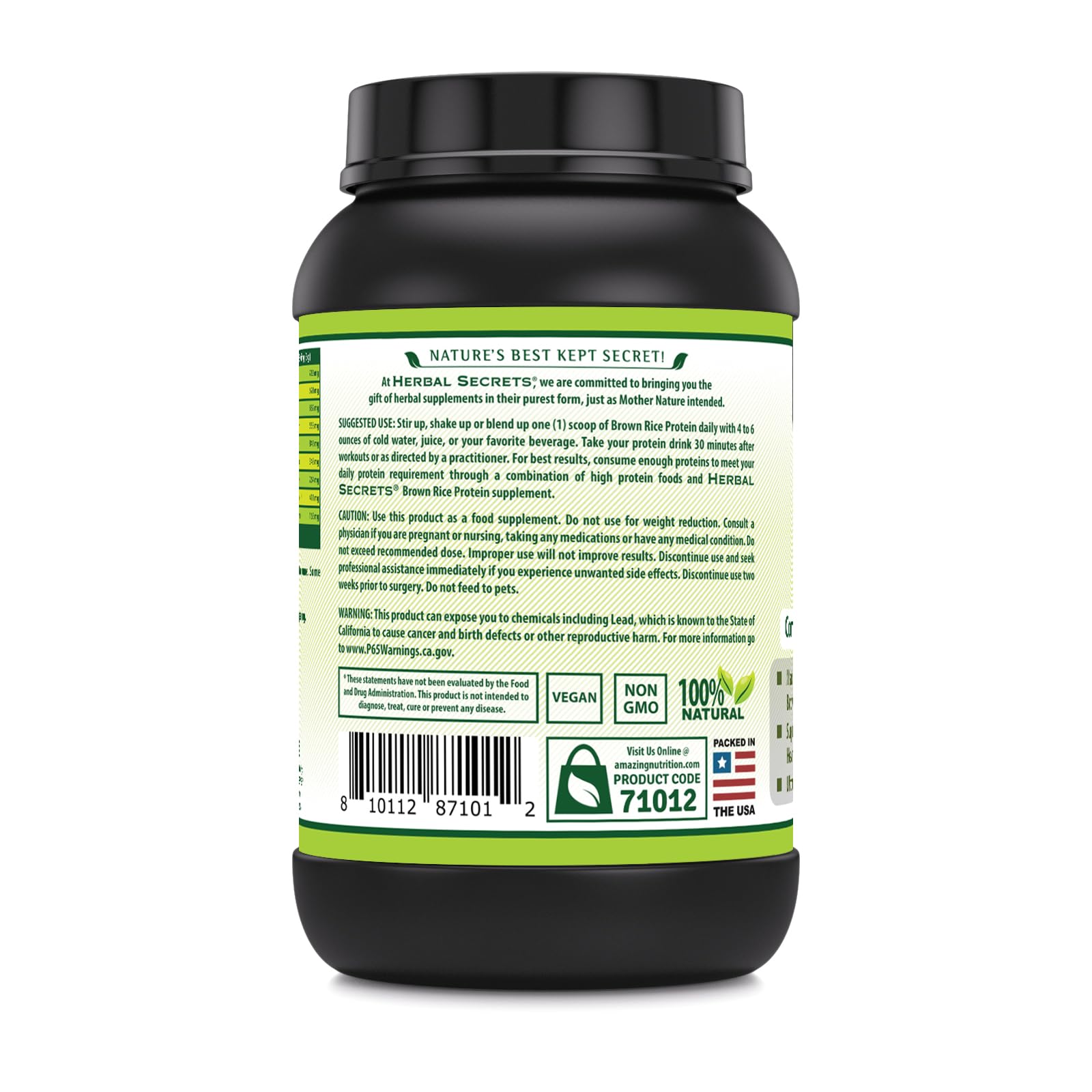 Herbal Secrets packaging highlights USA-made, non-GMO quality