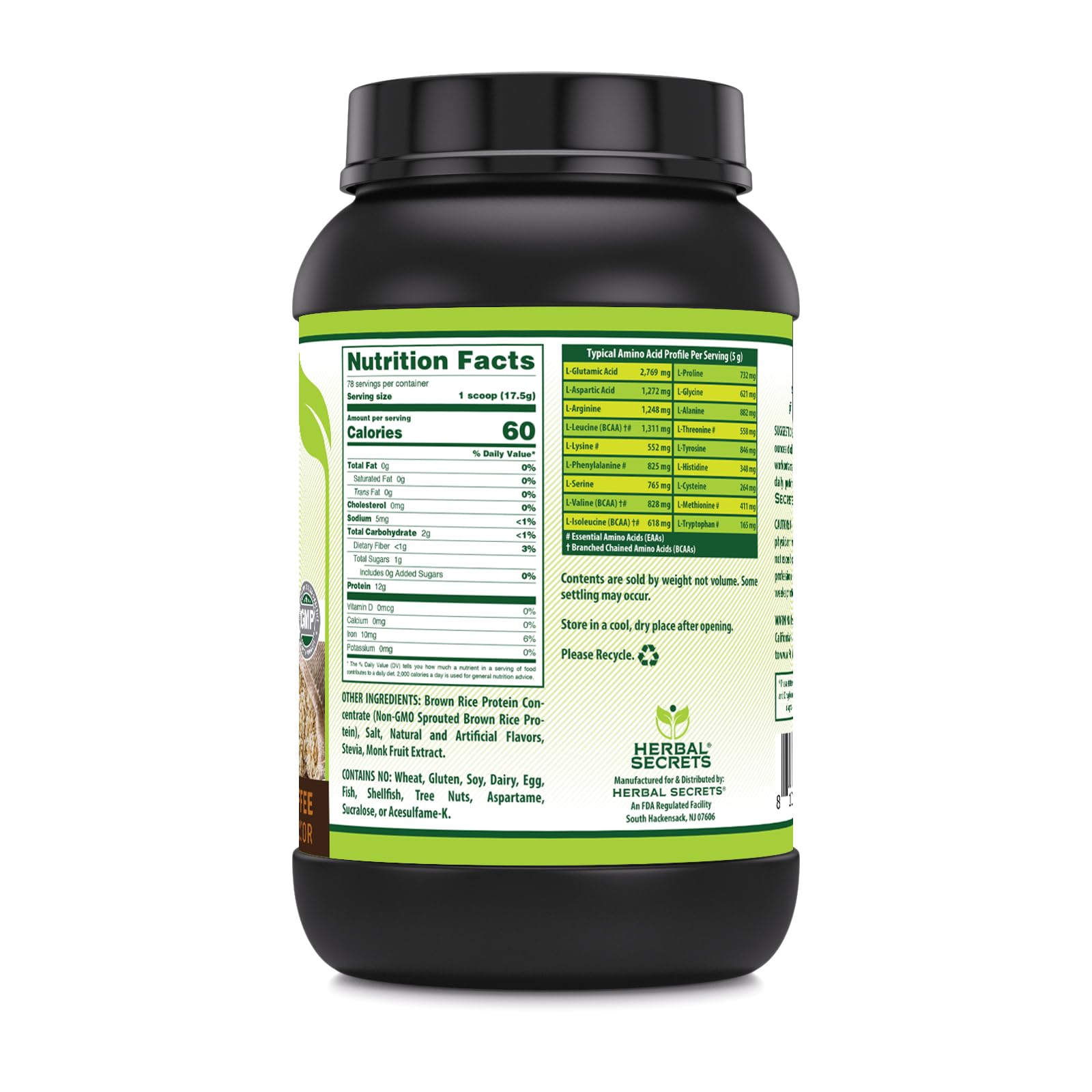 Herbal Secrets scoop beside tub for convenient servings
