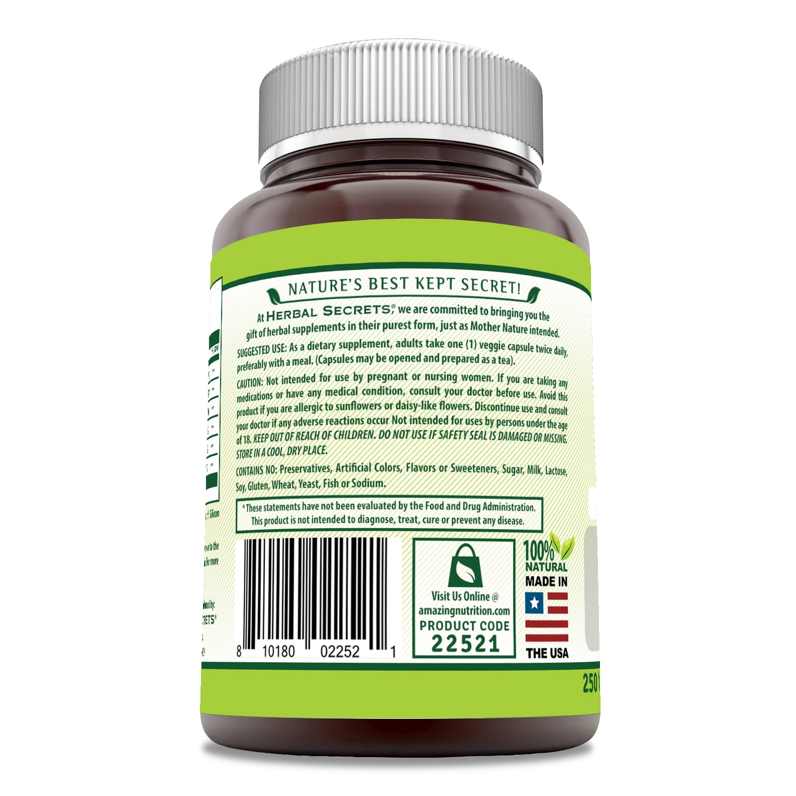 Herbal Secrets Echinacea y Goldenseal, cápsulas vegetales, formato práctico para uso diario