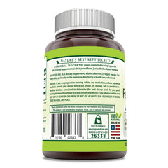 Herbal Secrets Fenugreek packaging display showcases non-GMO and gluten-free USA-made quality.