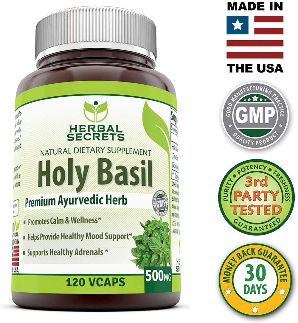 GMP seal on Herbal Secrets packaging indicating trusted manufacturing standards.
