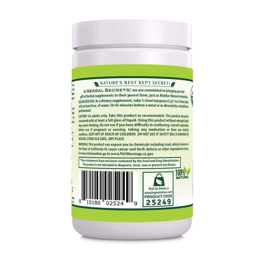 Herbal Secrets maca powder label highlights gluten-free and non-GMO benefits