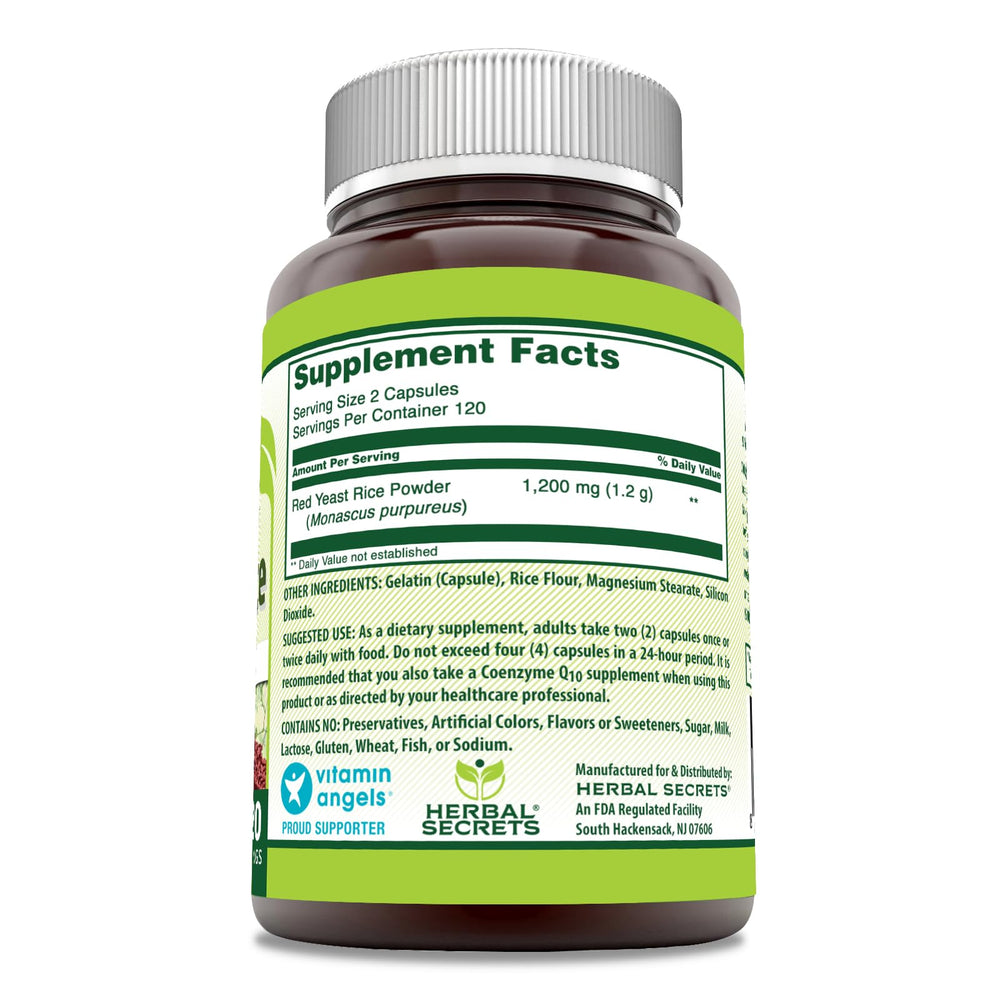 Herbal Secrets Red Yeast Rice capsules arranged for daily dosing
