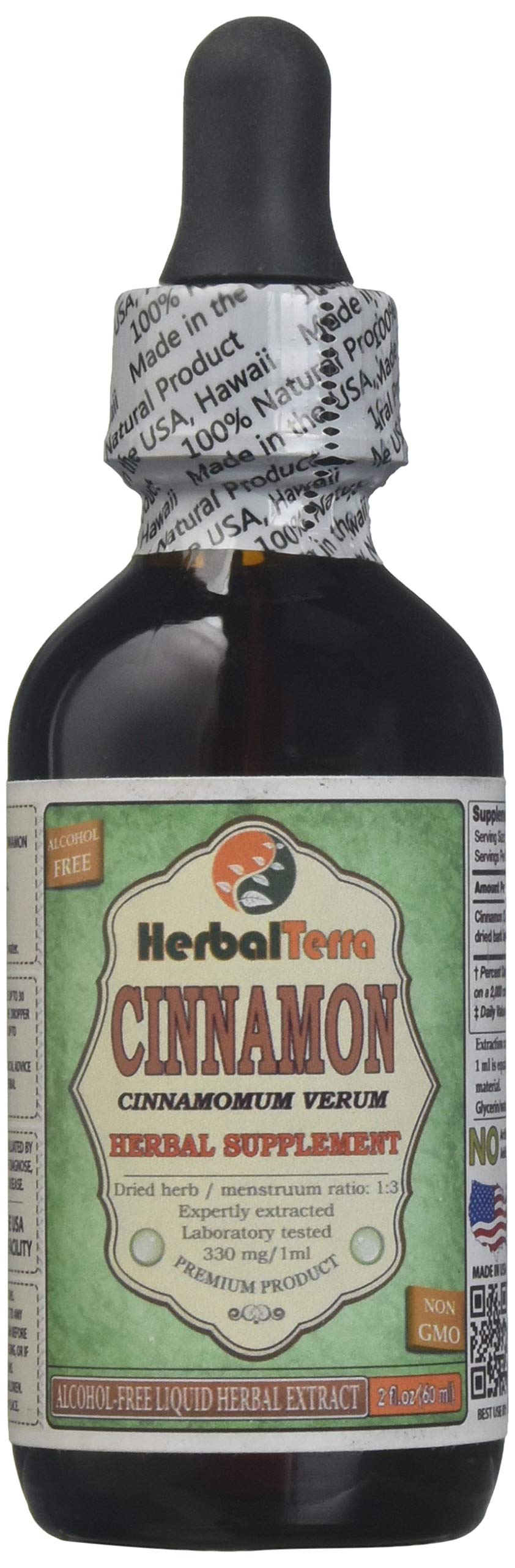 Herbal Terra Cinnamon glycerite dosing dropper for easy, flavor-forward dosing