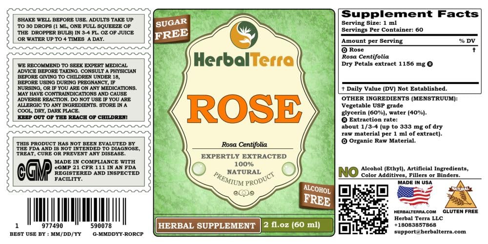 Herbal Terra Rose dried petals closeup highlights premium botanicals for DIY tinctures and blends.