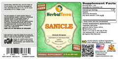 Herbal Terra Sanicle glycerite label highlighting organic dried herb content for herbal remedies.