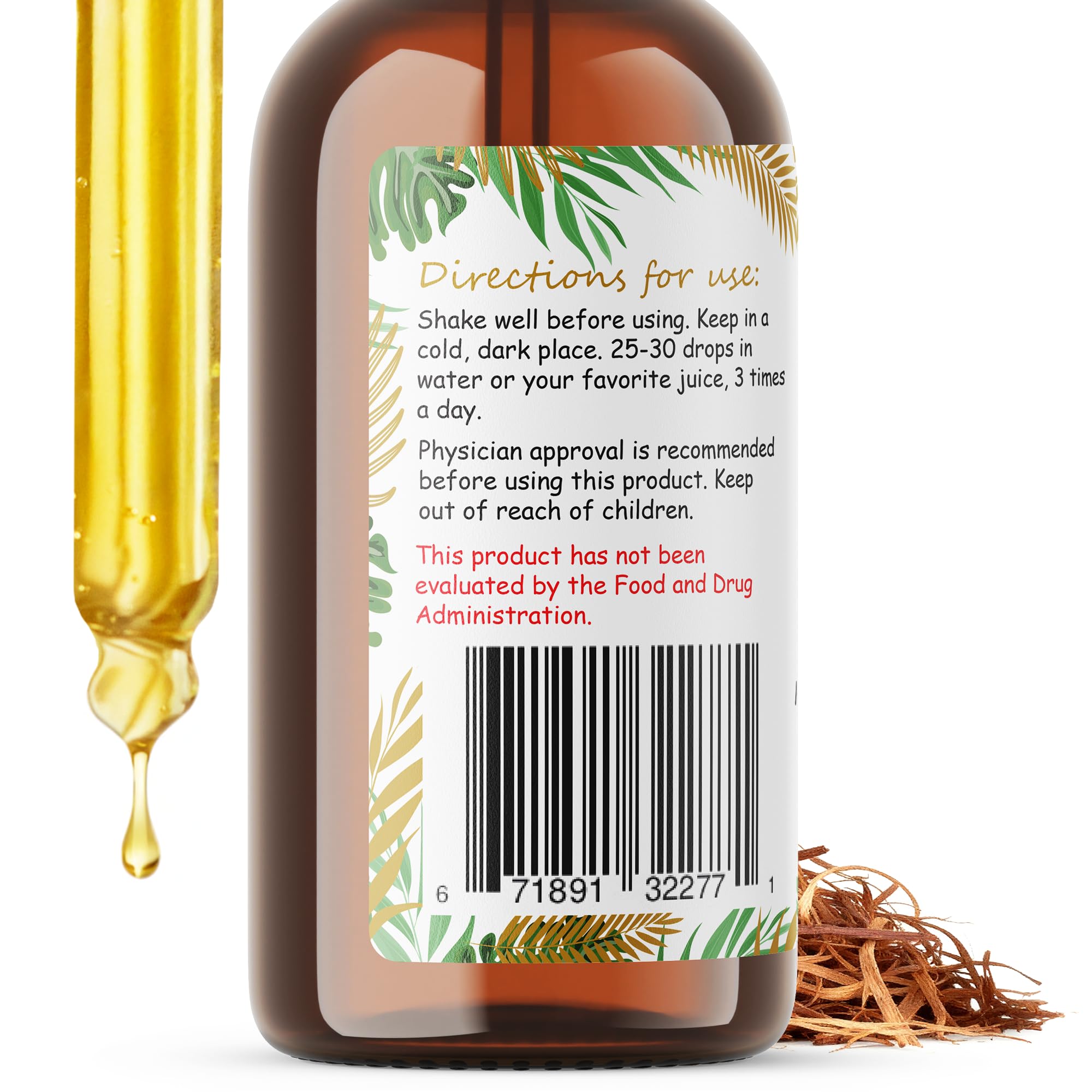 Herbal Wellness Hawaii easy-drops usage enables convenient dosing in beverages.