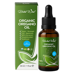 Herbal Wind Organic Oregano Oil bottle—amber glass, convenient culinary use