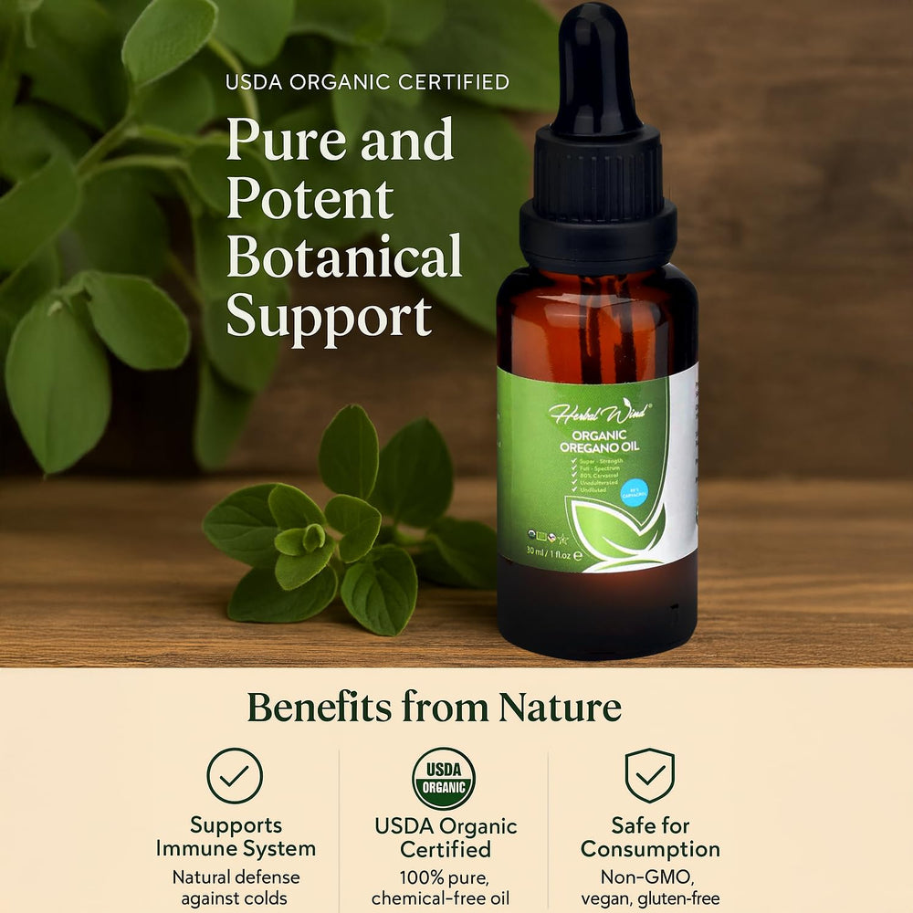 Herbal Wind Organic Oregano Oil dropper for precise dosing