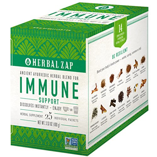 Herbal Zap Immune Support packets close-up highlights convenient sachets for quick daily routines.