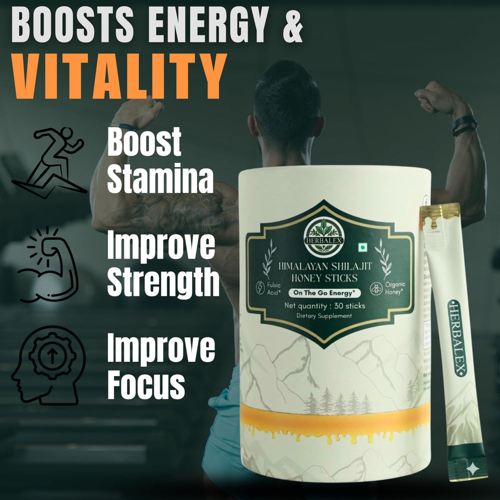 Herbalex Himalayan Shilajit Sticks on-the-go use: caffeine-free wellness support.