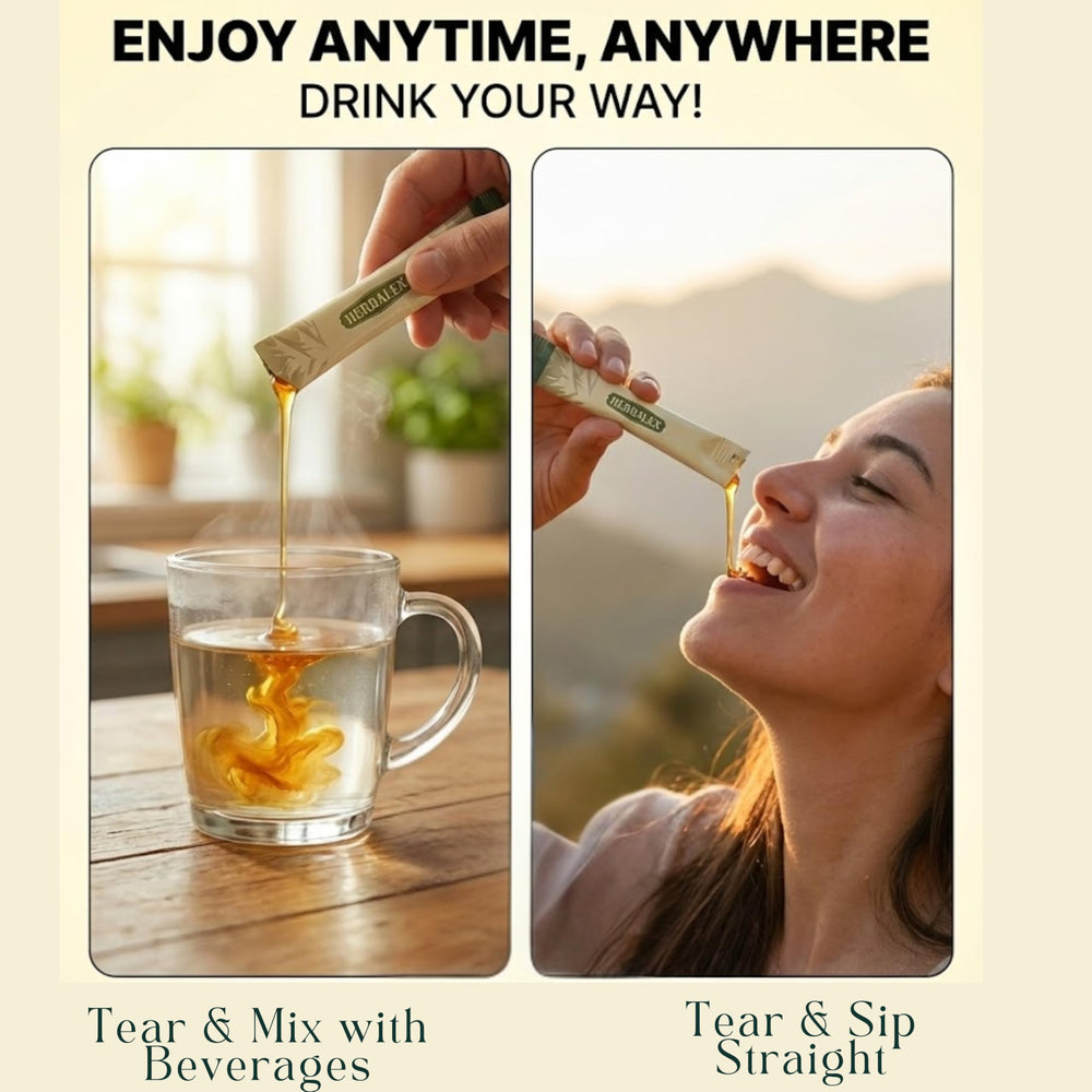 Herbalex Shilajit Honey Sticks with saffron: antioxidant-rich boost.