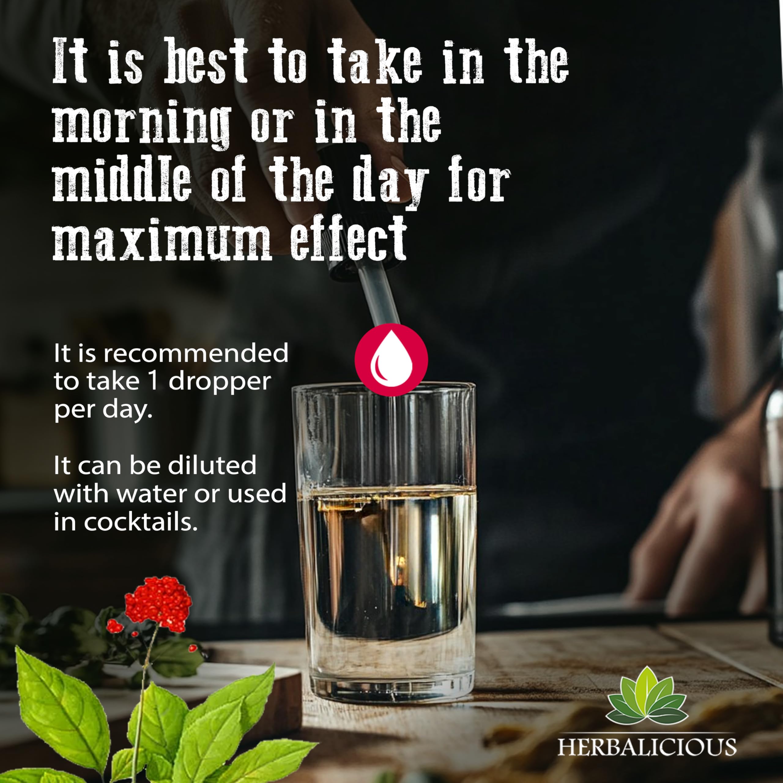 HERBALICIOUS 4 oz bottle hero shot conveys compact, portable daily ritual