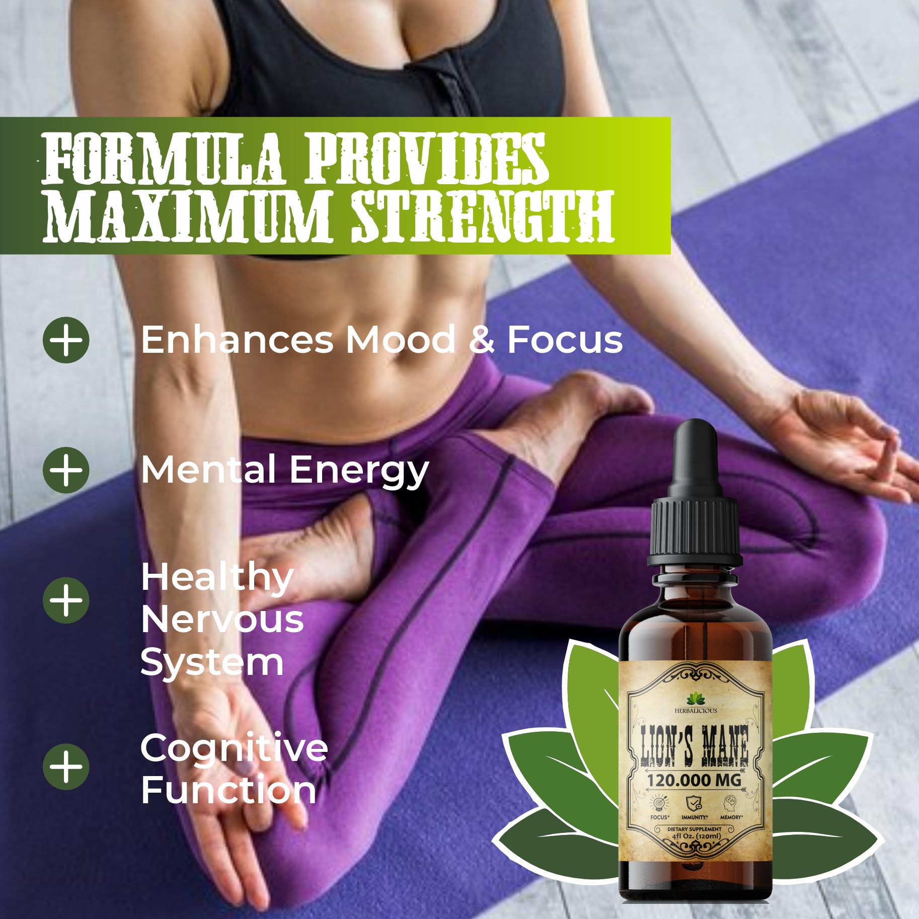 HERBALICIOUS Lion’s Mane tincture pour, fast-absorbing brain support