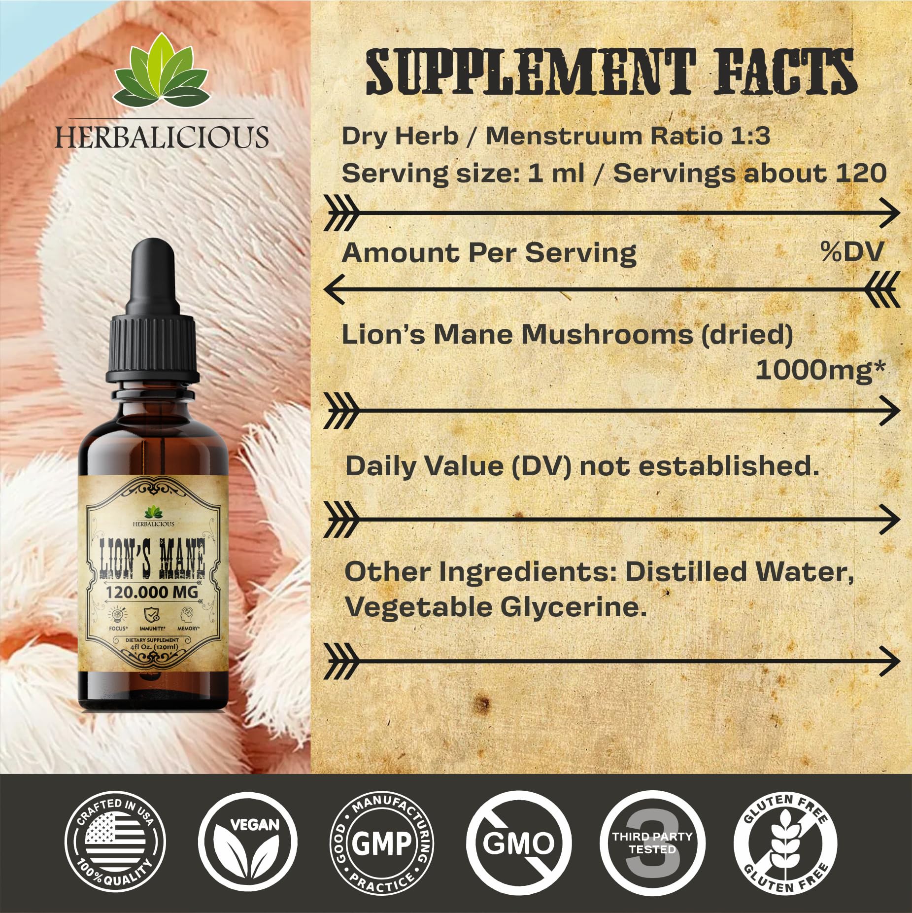 HERBALICIOUS Made in USA label, strict quality standards