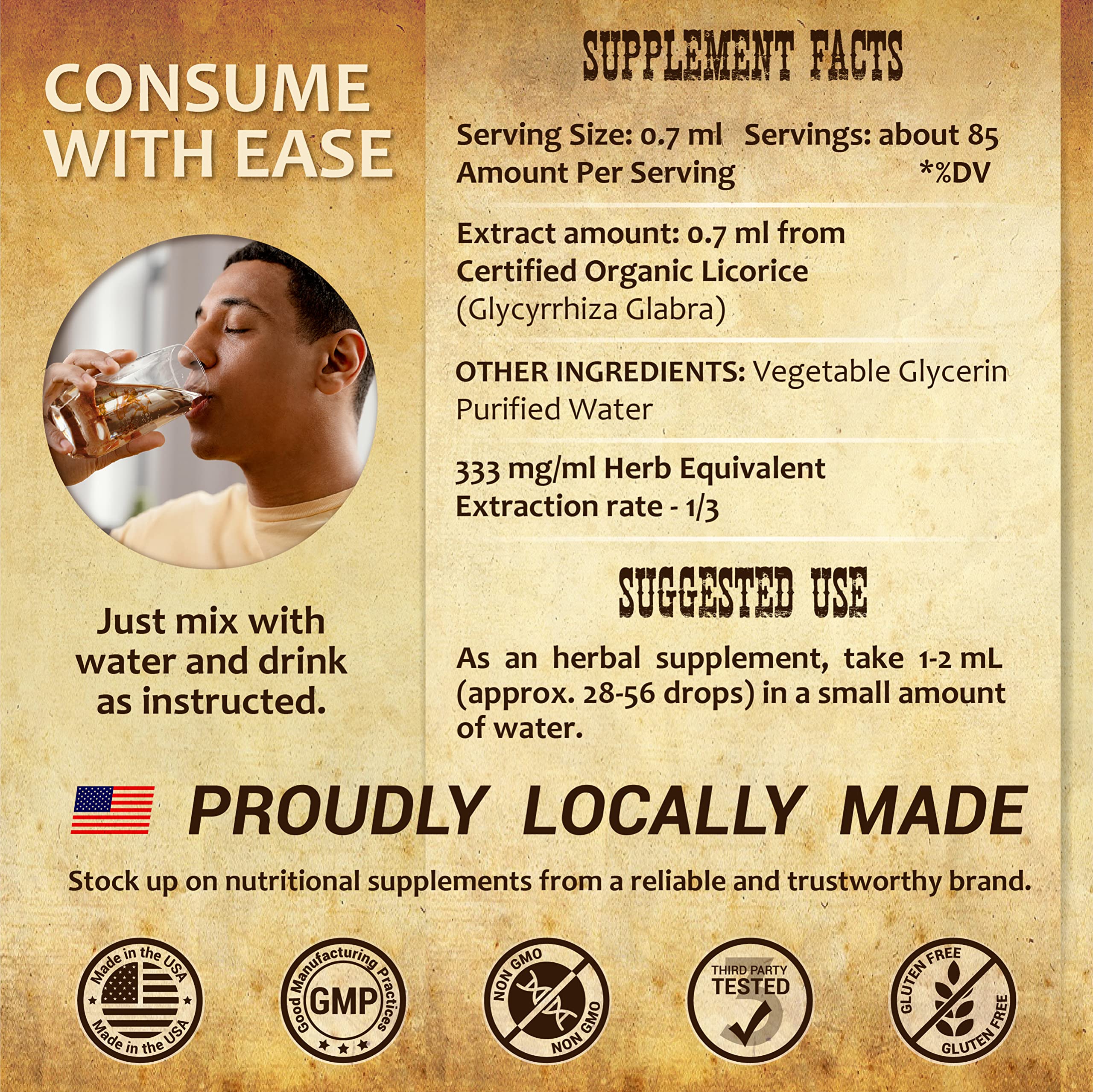 HERBALICIOUS made-in-USA badge signaling trusted manufacturing standards.