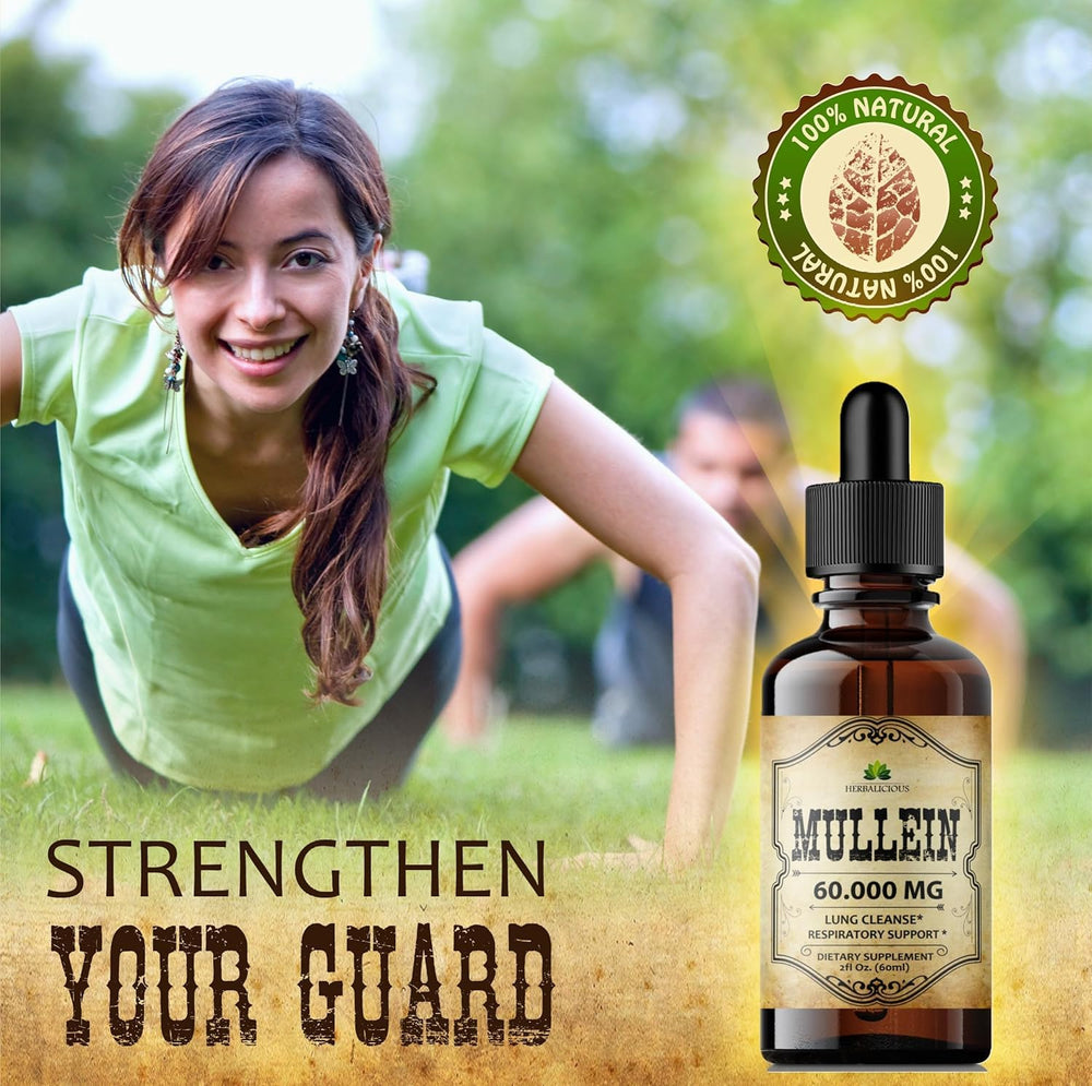 HERBALICIOUS Mullein Drops made in USA badge showcases quality