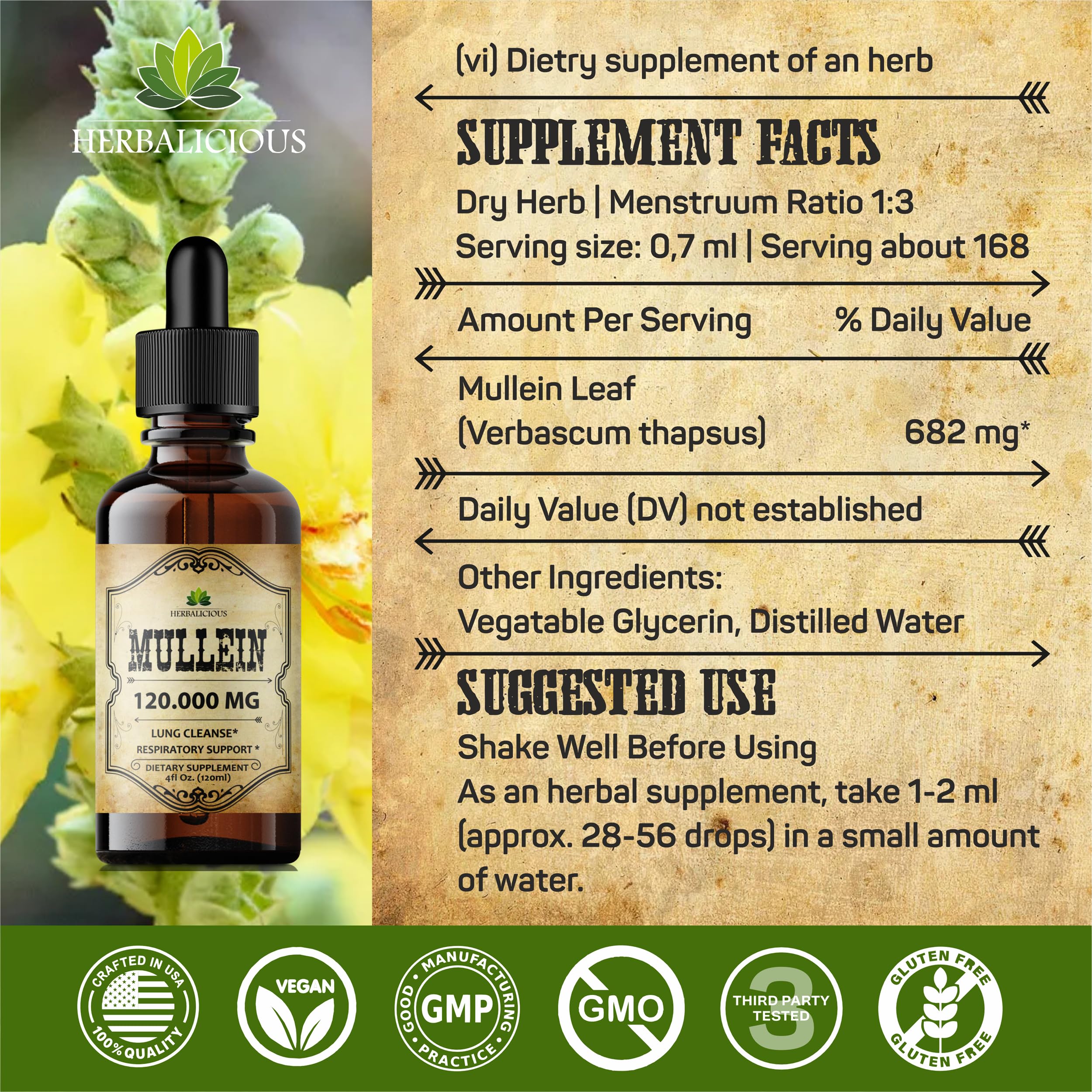 Night time use of HERBALICIOUS Mullein Drops for calming routine