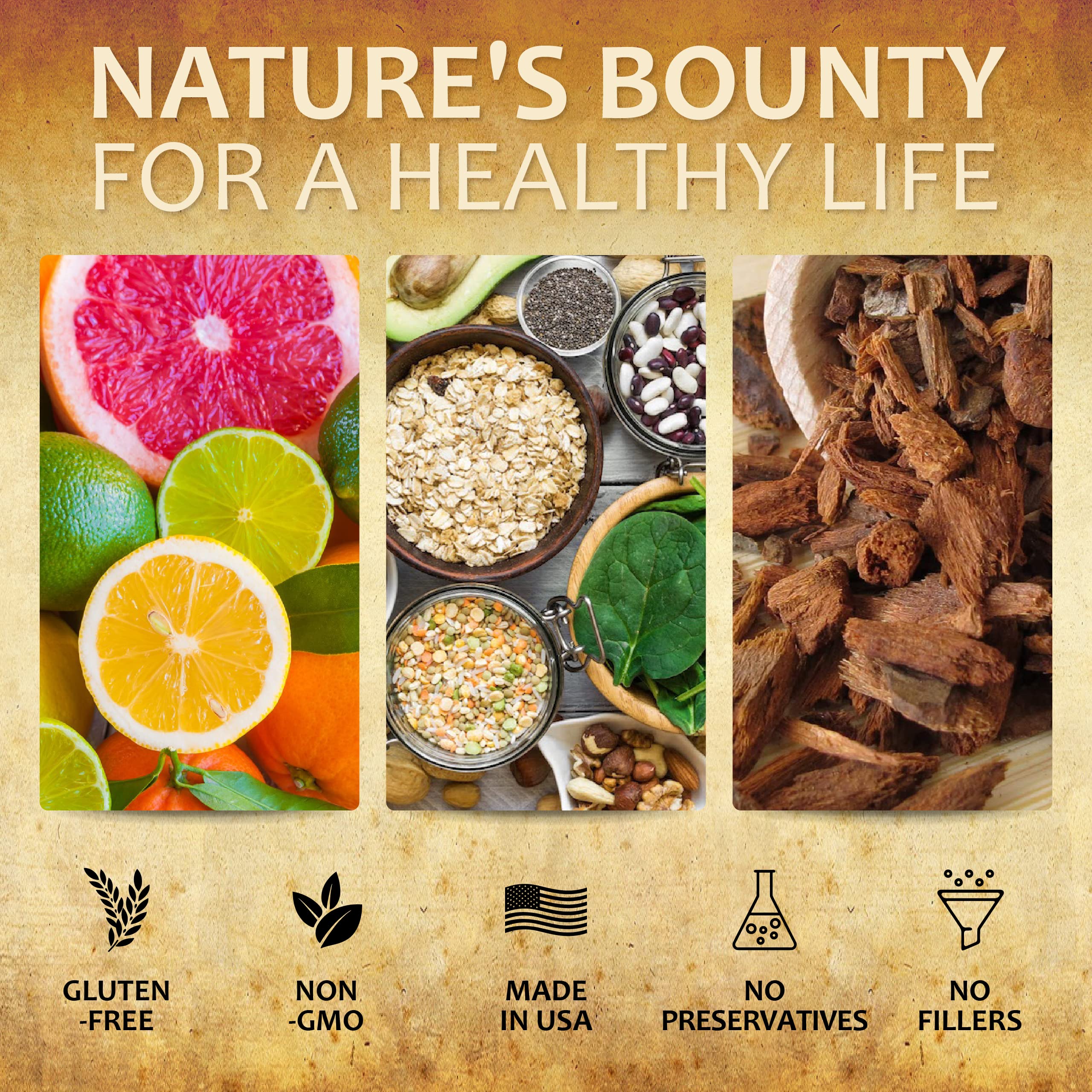 HERBALICIOUS Quinine Immune Guard ingredients panel features quinine bark and vitamins.