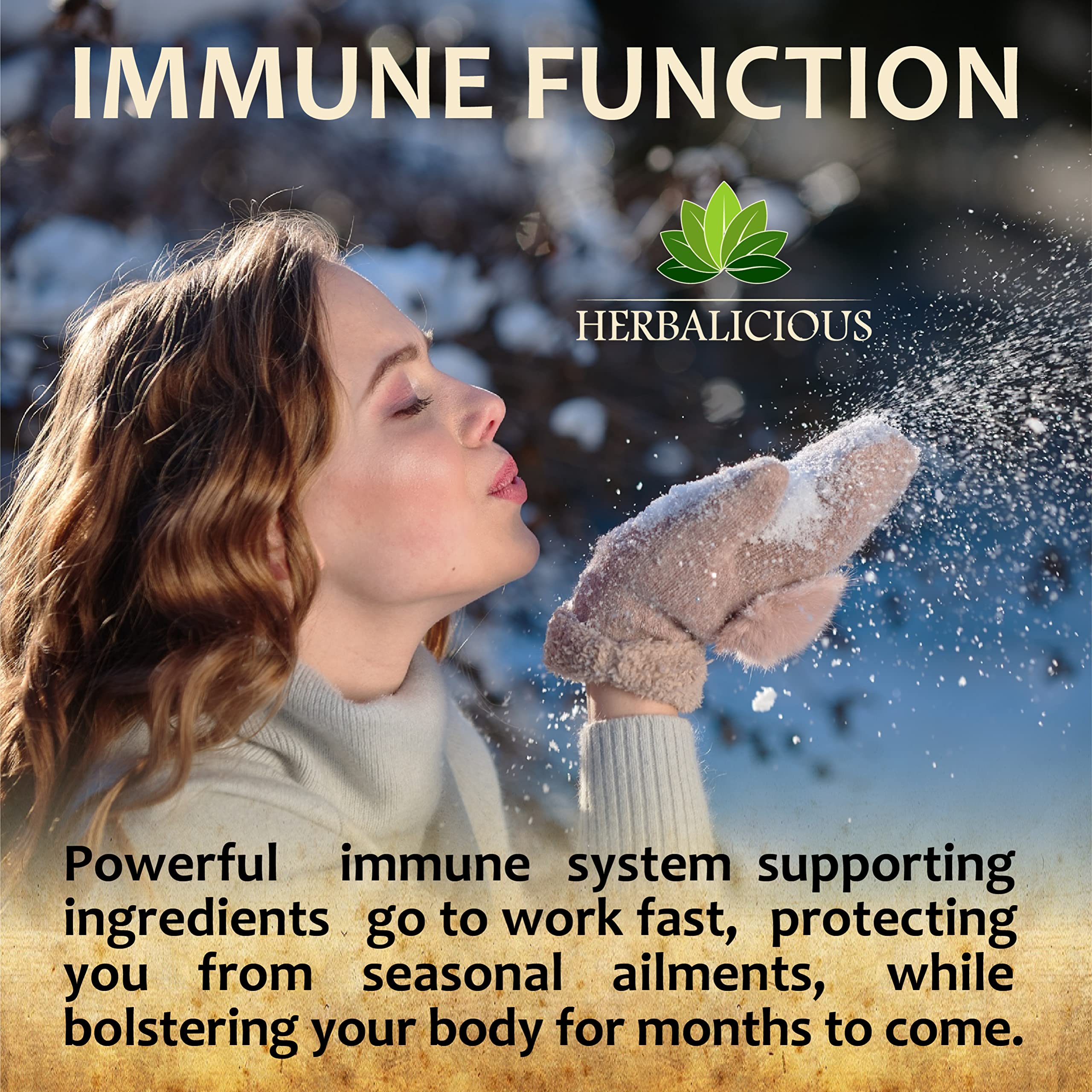 HERBALICIOUS Quinine Immune Guard label front highlights premium quinine and vitamins.