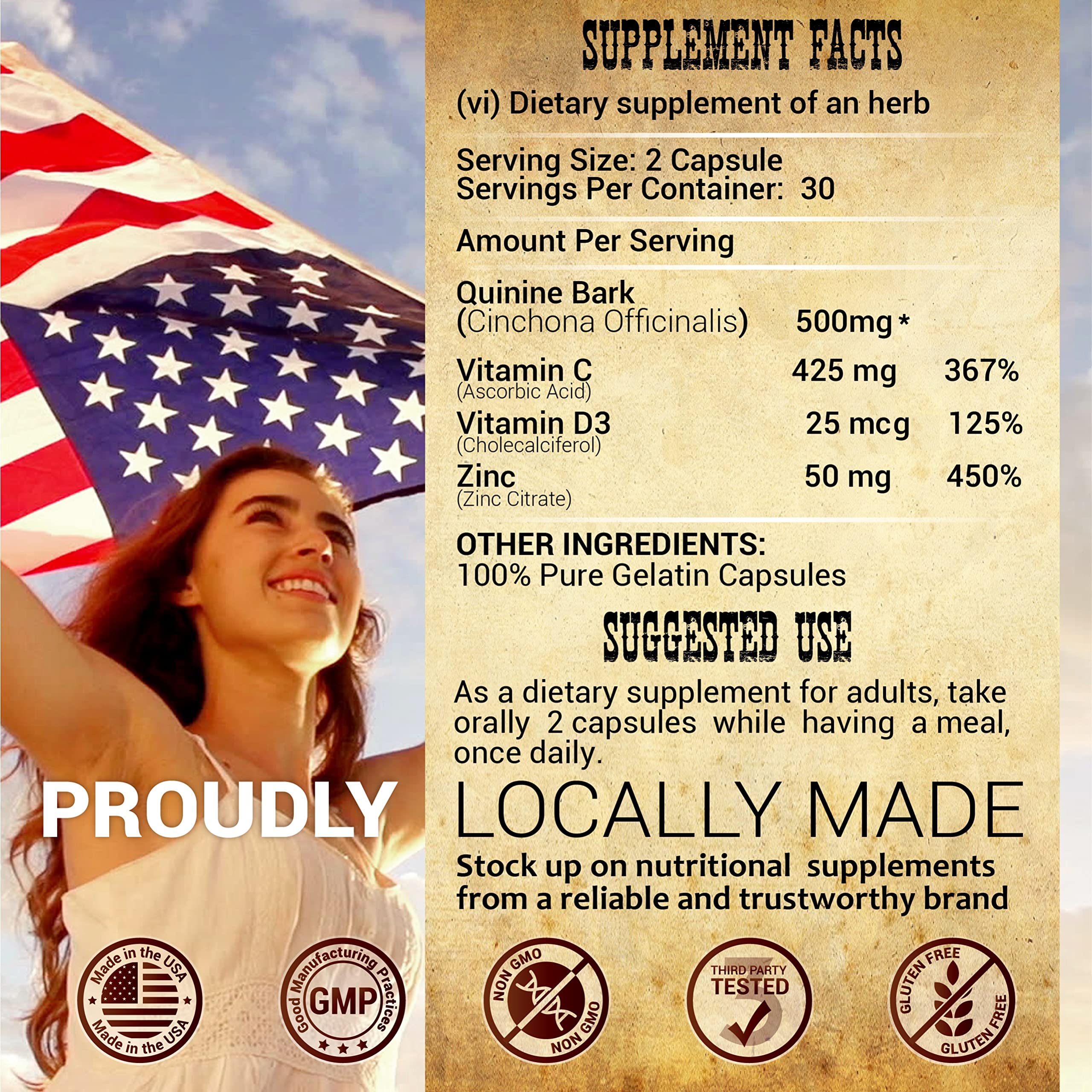 HERBALICIOUS Quinine Immune Guard packaging communicates non-GMO quality and purity.