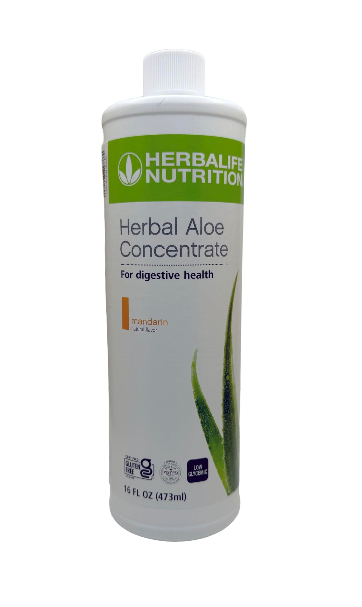 Herbalife Aloe Concentrate Mandarin bottle pour for refreshing, zero-sugar digestive support.