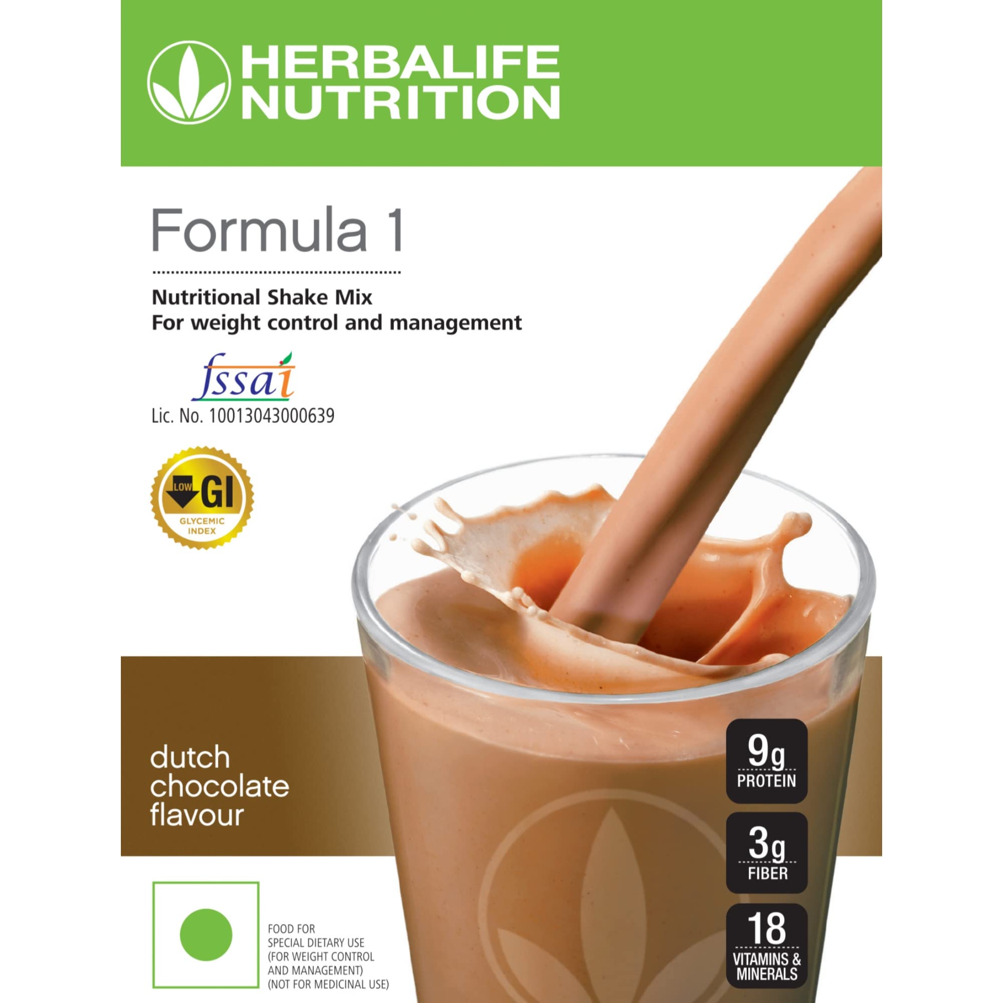 Herbalife Formula 1 Dutch Chocolate shaker showcasing convenient powder-to-drink mix.