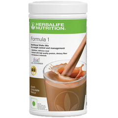 Herbalife Formula 1 Dutch Chocolate tub with balanced nutrition for quick meals and on-the-go support.