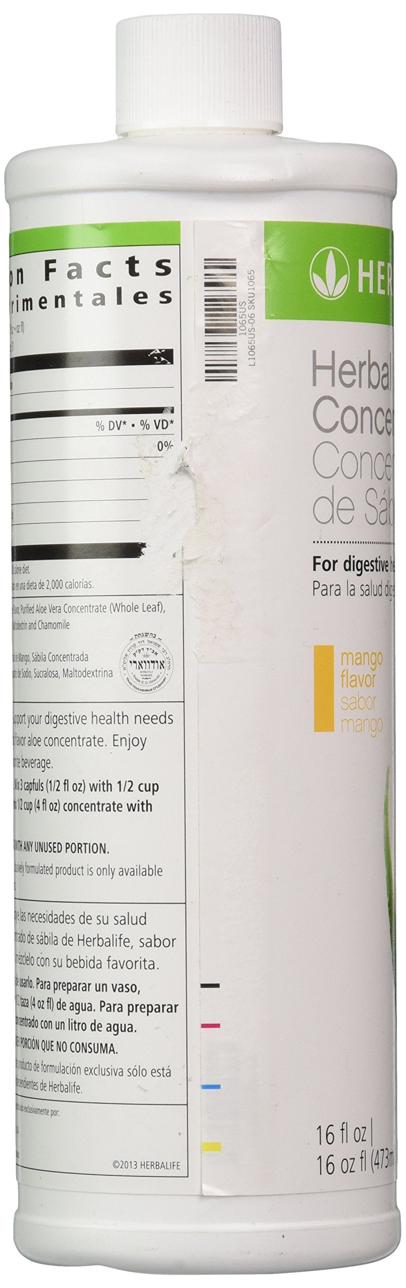 Quart-sized Herbal Aloe Drink mango ready to serve.