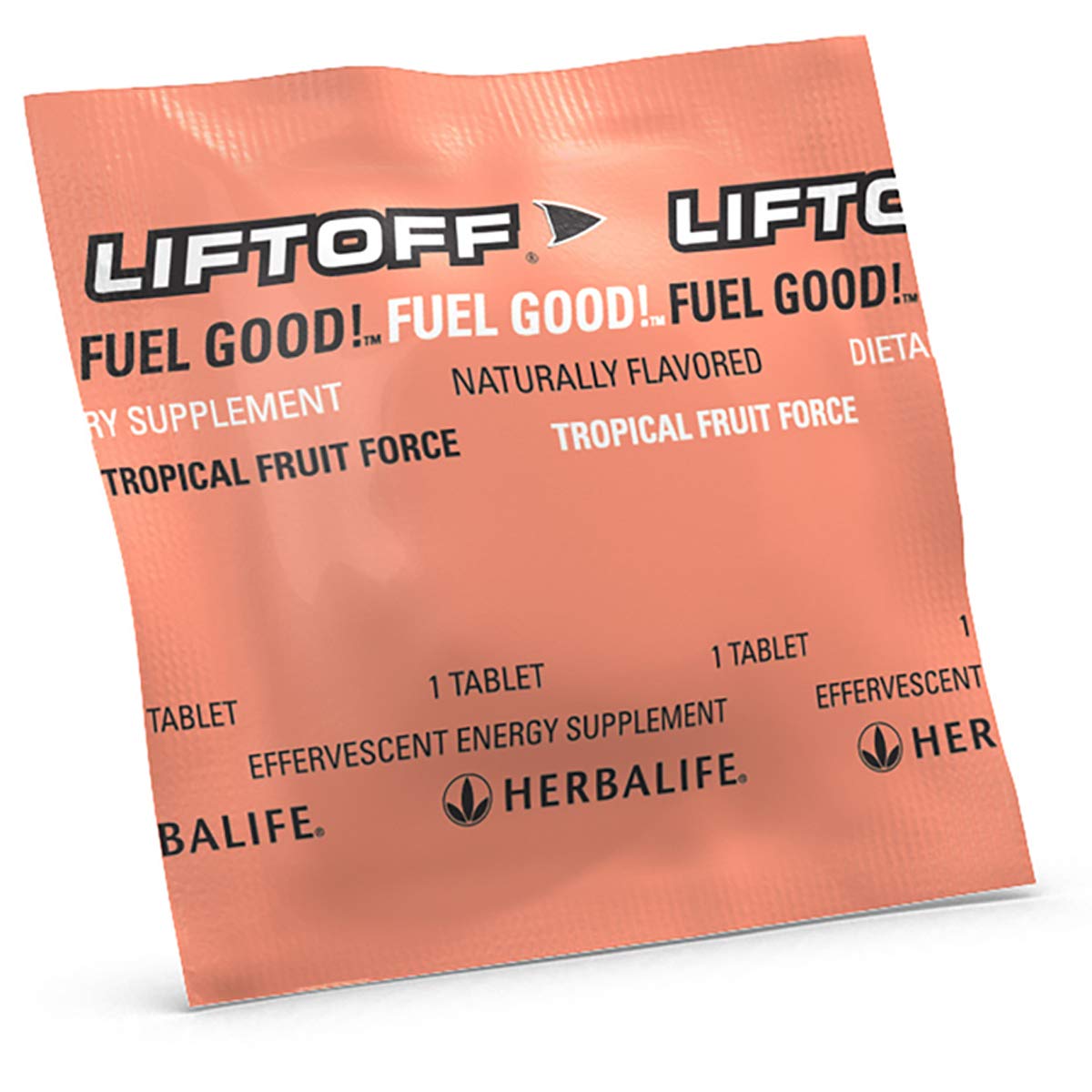 Herbalife Liftoff Tropical Fruit Force tablets close-up ready for an on-the-go boost.