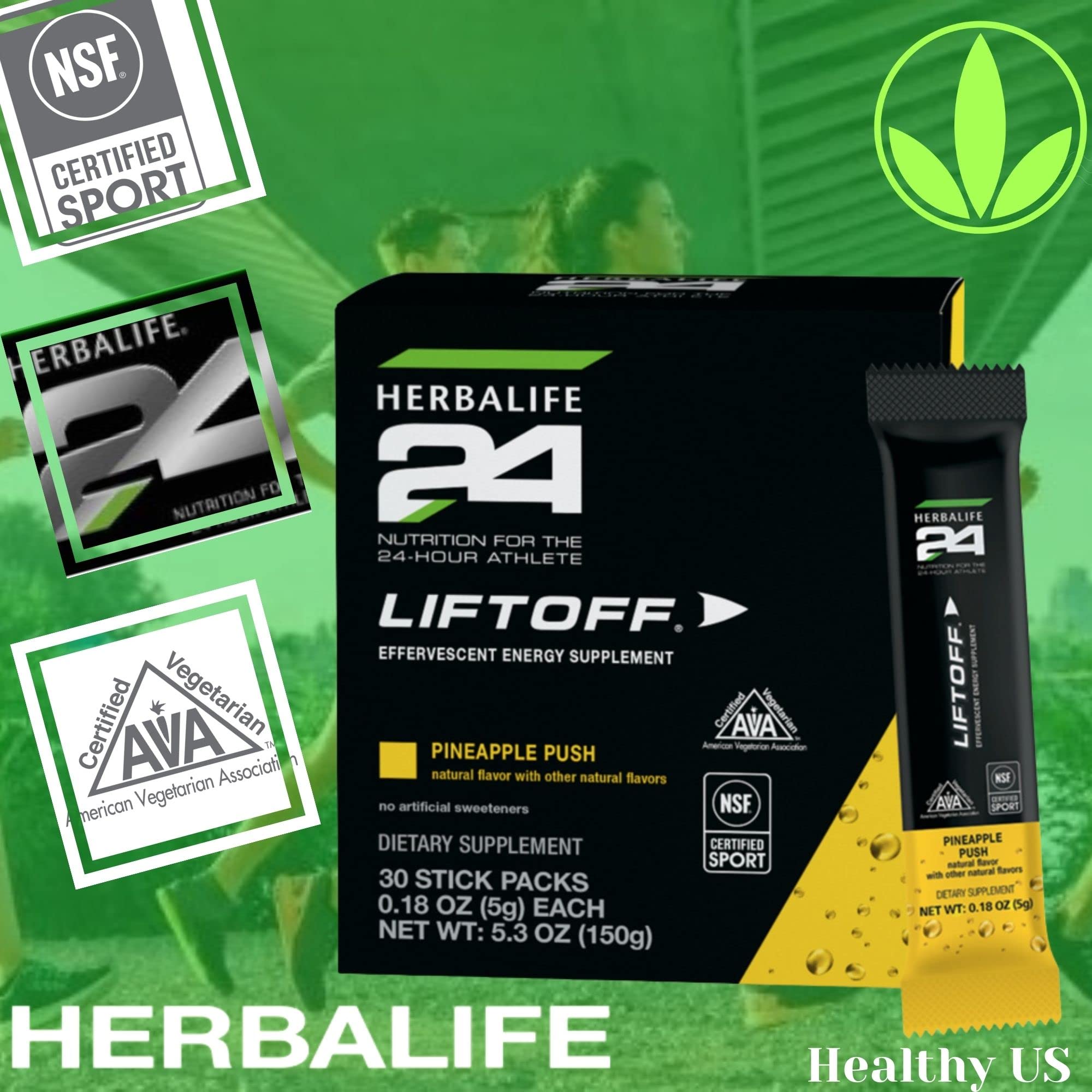 Herbalife24 Liftoff Pineapple Push fizzing in a ready drink.