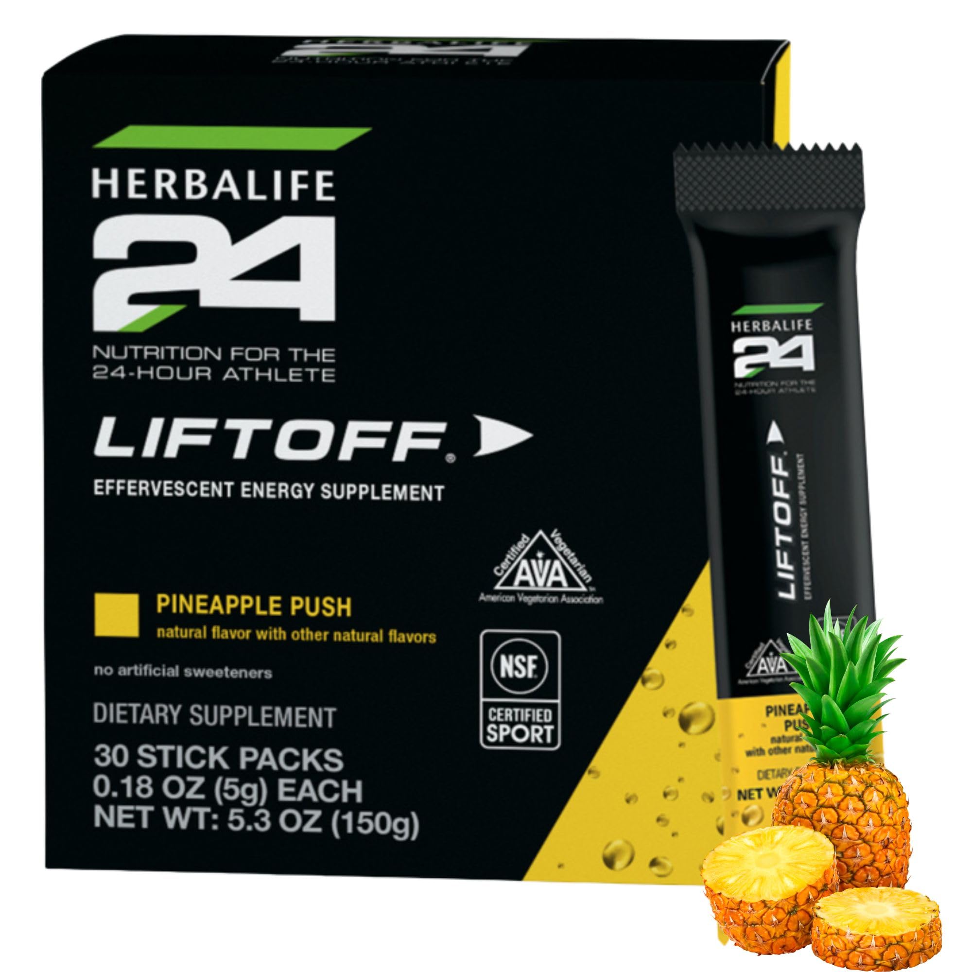 Herbalife24 Liftoff Pineapple Push stick pack ready for a quick energy boost.