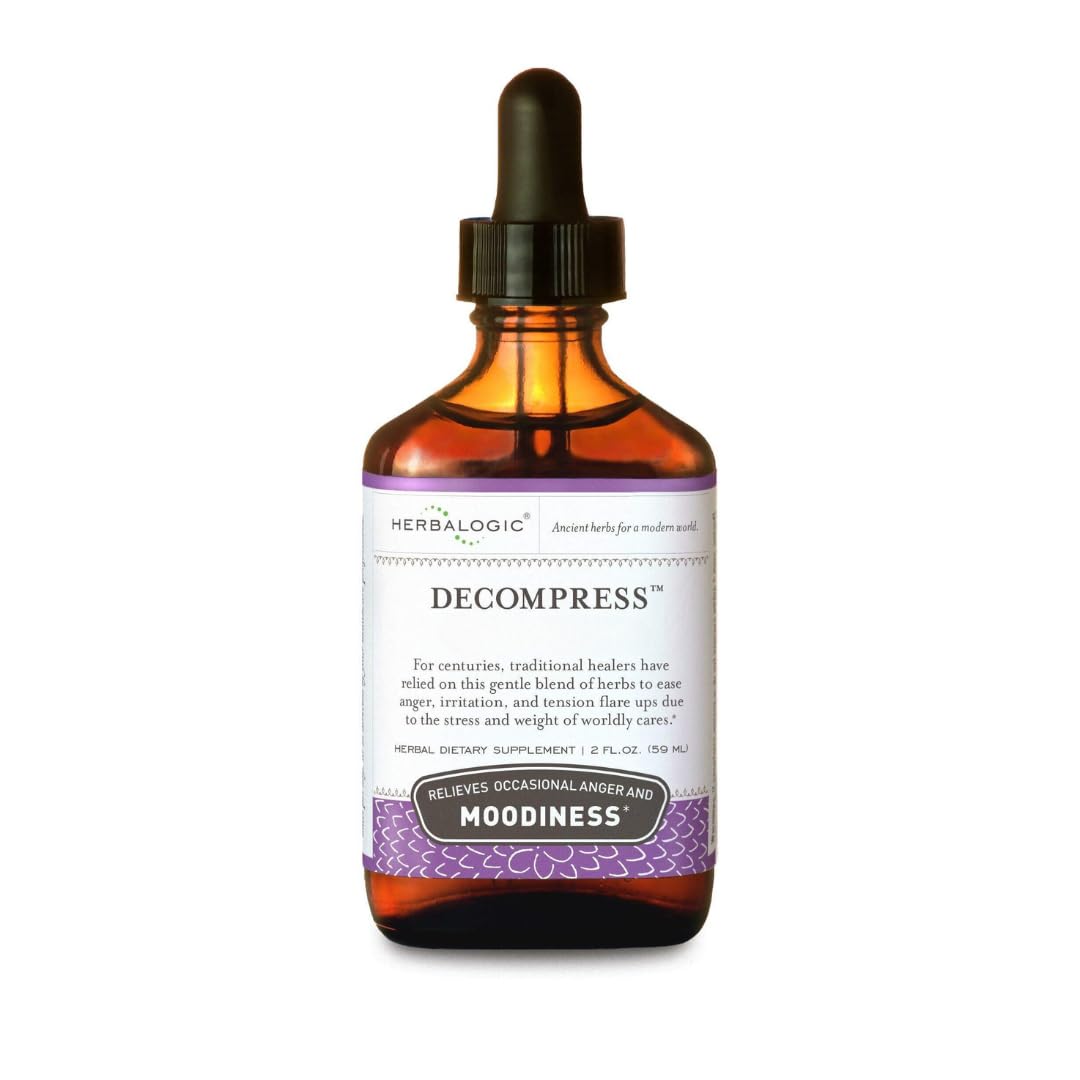Herbalogic Decompress bottle pour shows easy daily use for calm.